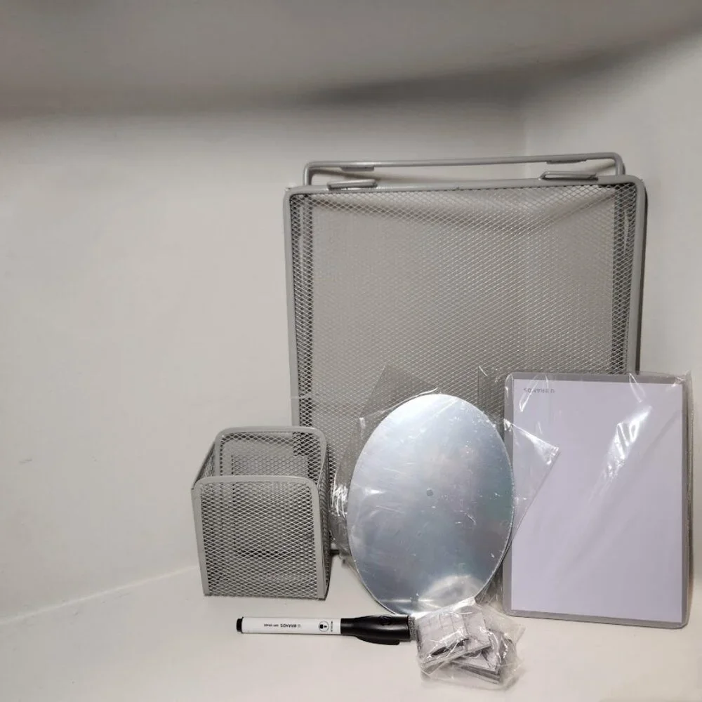 NEW School Locker Organizer Shelf Whiteboard Storage Cup Dry Erase Mirror